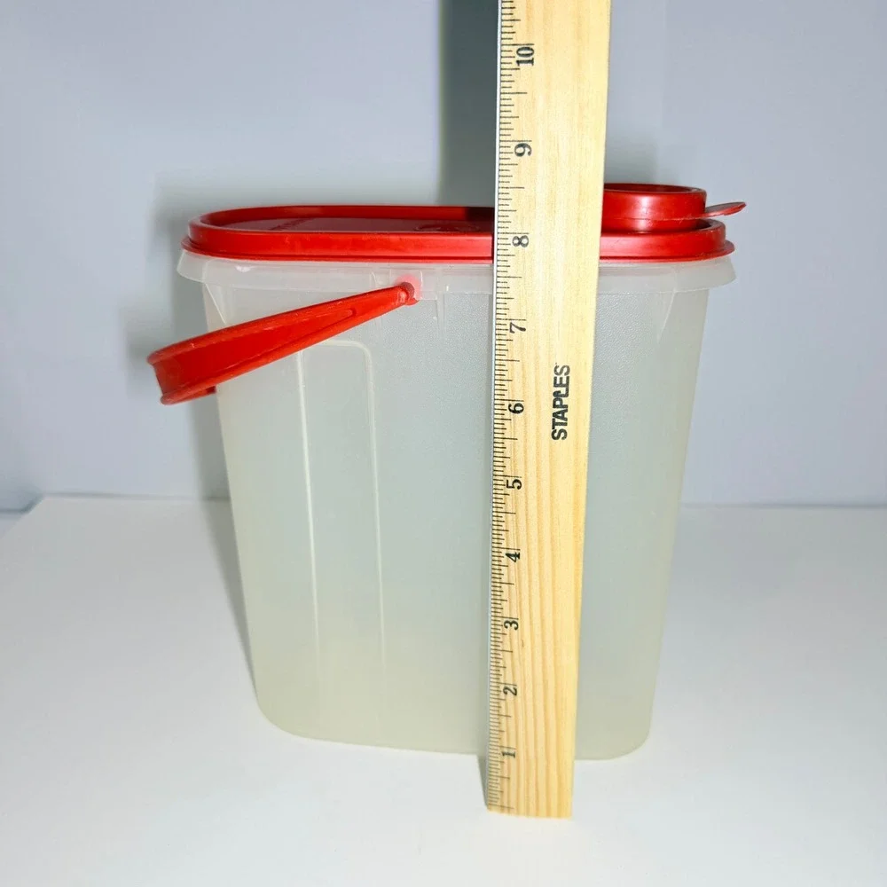 Vintage Tupperware G Giant Canister Red Lid Handle Pour Spout 1642 Sheer White
